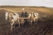 Ilia Efimovich Repin Tolstoy fields oil painting